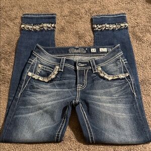 Miss Me girls Dark Blue Boot Cut Jeans with Silver Accents